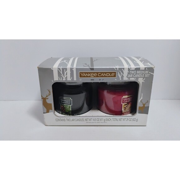 YANKEE CANDLE TWO MEDIUM JAR CANDLE SET BALSAM & CEDAR SPARKLING CINNMON 14.5 OZ - Picture 1 of 7